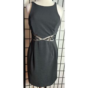 Bari Jay Black Sleeveless Sheer Midriff Dress